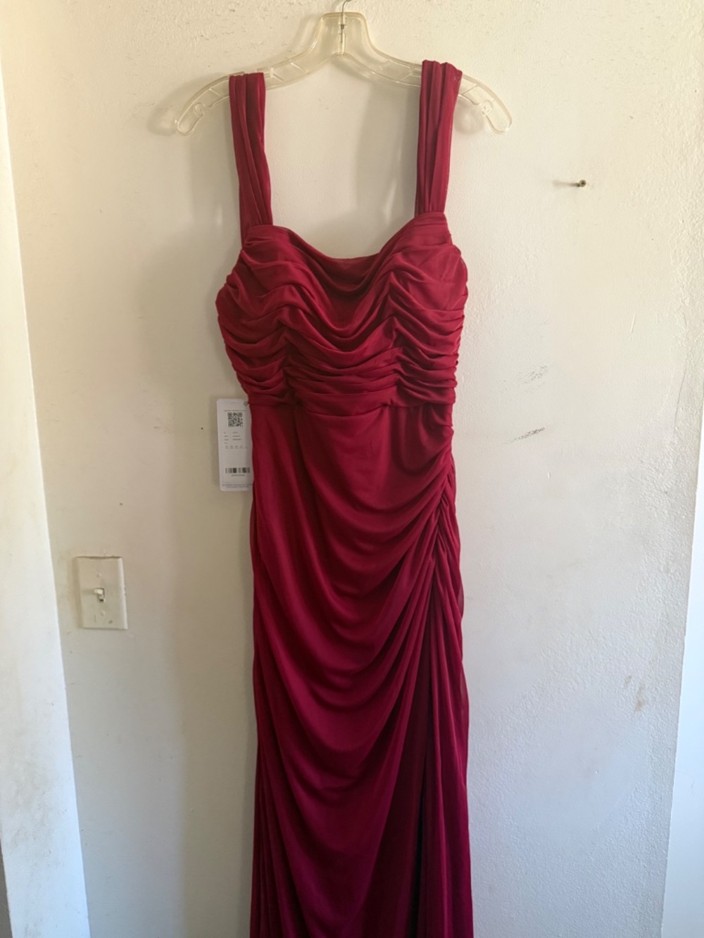 Azazie Wine Ruched Sleeveless Formal Gown